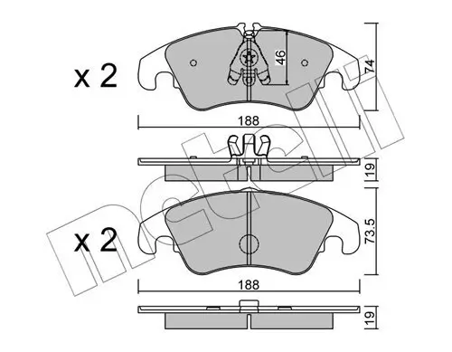 Bremsbelagsatz, Scheibenbremse Vorderachse METELLI 22-0775-4 Bild Bremsbelagsatz, Scheibenbremse Vorderachse METELLI 22-0775-4