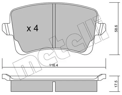 Bremsbelagsatz, Scheibenbremse Hinterachse METELLI 22-0776-0
