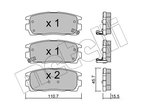 Bremsbelagsatz, Scheibenbremse Hinterachse METELLI 22-0779-0