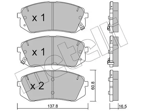 Bremsbelagsatz, Scheibenbremse Vorderachse METELLI 22-0783-0