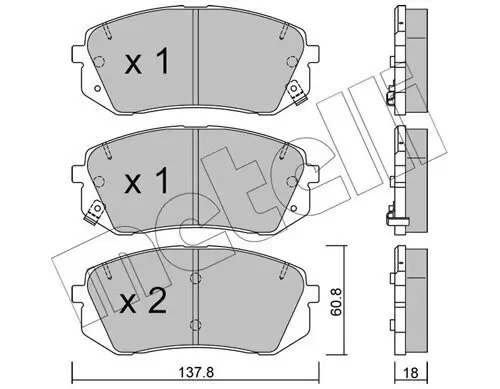 Bremsbelagsatz, Scheibenbremse Vorderachse METELLI 22-0783-1 Bild Bremsbelagsatz, Scheibenbremse Vorderachse METELLI 22-0783-1