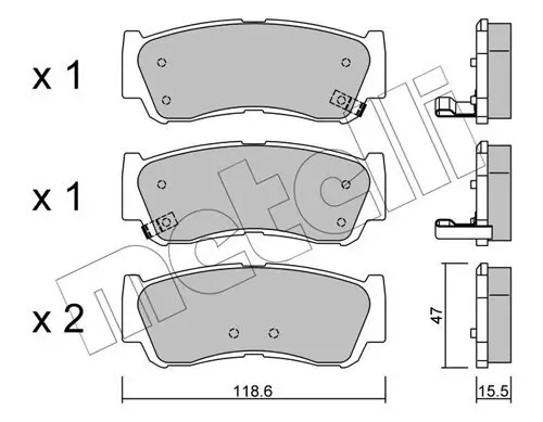 Bremsbelagsatz, Scheibenbremse Hinterachse METELLI 22-0788-0