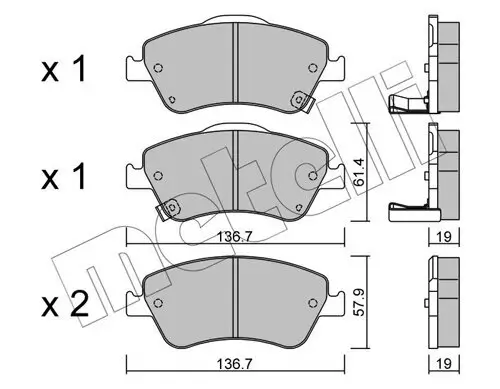 Bremsbelagsatz, Scheibenbremse Vorderachse METELLI 22-0794-0 Bild Bremsbelagsatz, Scheibenbremse Vorderachse METELLI 22-0794-0