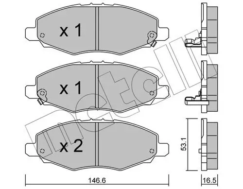 Bremsbelagsatz, Scheibenbremse Vorderachse METELLI 22-0798-0 Bild Bremsbelagsatz, Scheibenbremse Vorderachse METELLI 22-0798-0