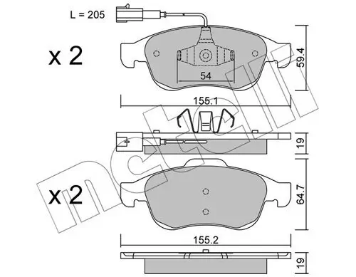 Bremsbelagsatz, Scheibenbremse Vorderachse METELLI 22-0817-1