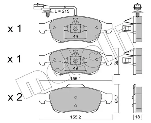 Bremsbelagsatz, Scheibenbremse Vorderachse METELLI 22-0817-3