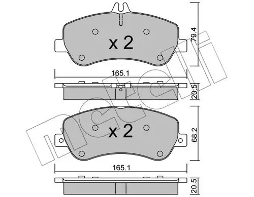 Bremsbelagsatz, Scheibenbremse Vorderachse METELLI 22-0825-0