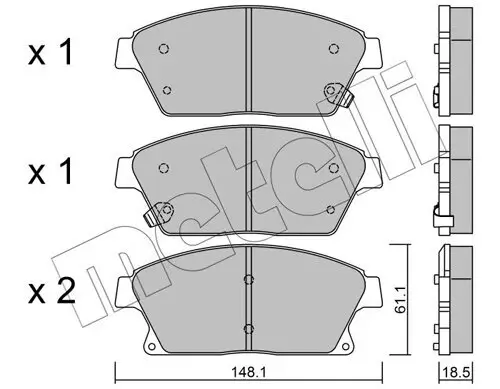 Bremsbelagsatz, Scheibenbremse Vorderachse METELLI 22-0839-0