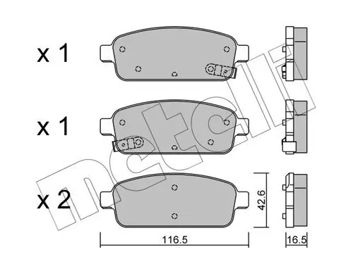 Bremsbelagsatz, Scheibenbremse Hinterachse METELLI 22-0840-0