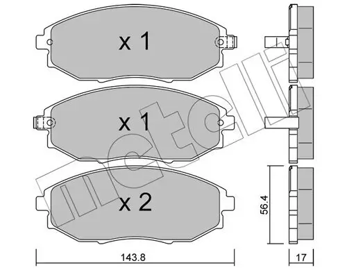 Bremsbelagsatz, Scheibenbremse Vorderachse METELLI 22-0845-0 Bild Bremsbelagsatz, Scheibenbremse Vorderachse METELLI 22-0845-0