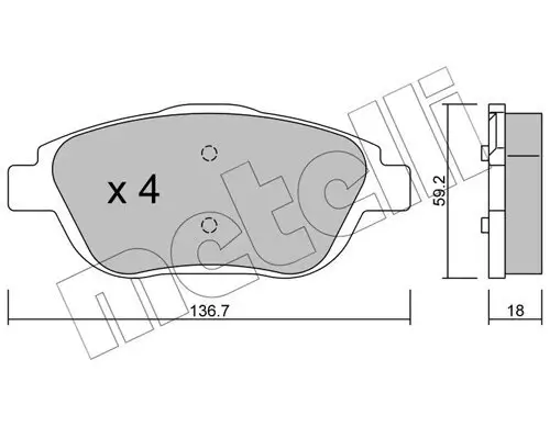 Bremsbelagsatz, Scheibenbremse Vorderachse METELLI 22-0852-0 Bild Bremsbelagsatz, Scheibenbremse Vorderachse METELLI 22-0852-0