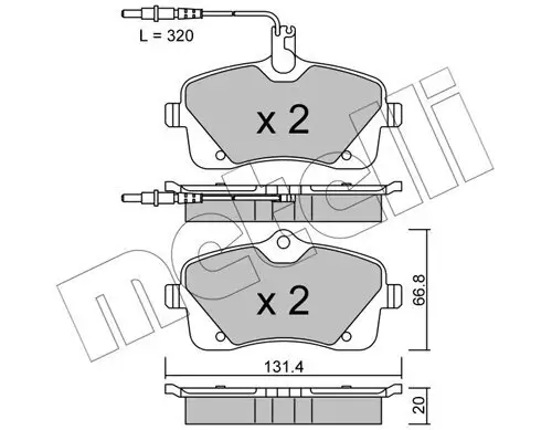 Bremsbelagsatz, Scheibenbremse Vorderachse METELLI 22-0853-0