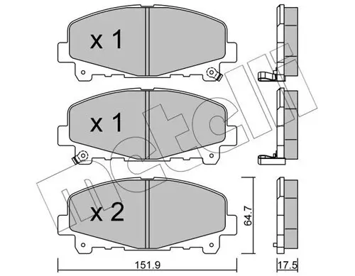 Bremsbelagsatz, Scheibenbremse Vorderachse METELLI 22-0867-0 Bild Bremsbelagsatz, Scheibenbremse Vorderachse METELLI 22-0867-0