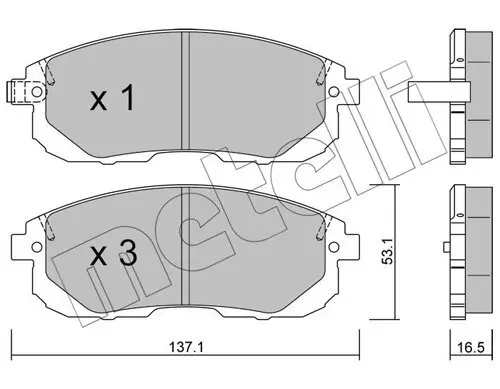 Bremsbelagsatz, Scheibenbremse Vorderachse METELLI 22-0876-0 Bild Bremsbelagsatz, Scheibenbremse Vorderachse METELLI 22-0876-0