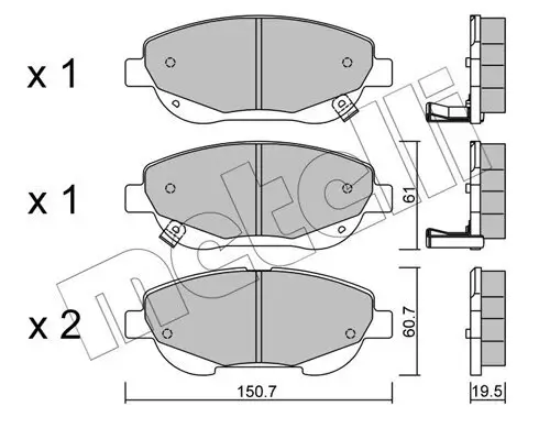 Bremsbelagsatz, Scheibenbremse Vorderachse METELLI 22-0879-0