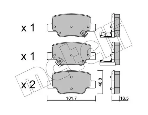 Bremsbelagsatz, Scheibenbremse Hinterachse METELLI 22-0880-0