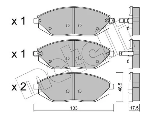 Bremsbelagsatz, Scheibenbremse Vorderachse METELLI 22-0908-0 Bild Bremsbelagsatz, Scheibenbremse Vorderachse METELLI 22-0908-0