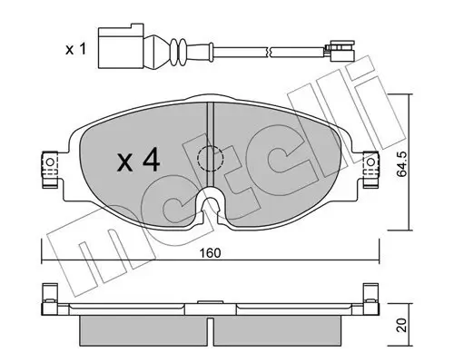 Bremsbelagsatz, Scheibenbremse Vorderachse METELLI 22-0950-0K