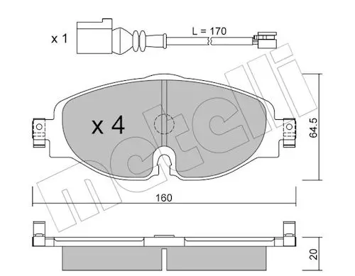 Bremsbelagsatz, Scheibenbremse Vorderachse METELLI 22-0950-0K