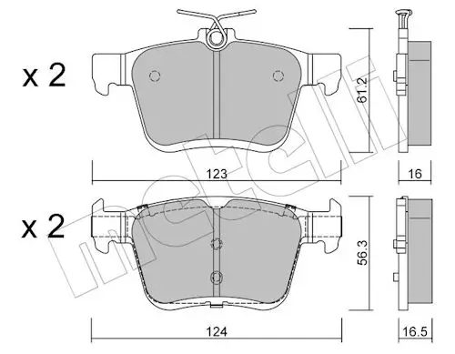 Bremsbelagsatz, Scheibenbremse Hinterachse METELLI 22-0951-2 Bild Bremsbelagsatz, Scheibenbremse Hinterachse METELLI 22-0951-2