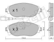 Bremsbelagsatz, Scheibenbremse Vorderachse METELLI 22-0952-0