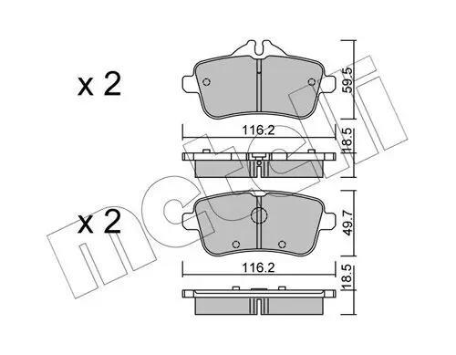 Bremsbelagsatz, Scheibenbremse Hinterachse METELLI 22-0968-0 Bild Bremsbelagsatz, Scheibenbremse Hinterachse METELLI 22-0968-0
