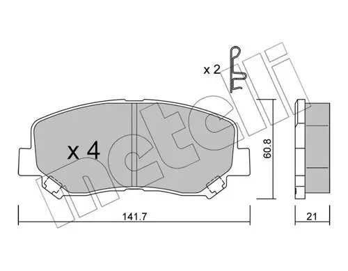 Bremsbelagsatz, Scheibenbremse Vorderachse METELLI 22-0969-1 Bild Bremsbelagsatz, Scheibenbremse Vorderachse METELLI 22-0969-1