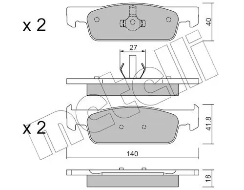 Bremsbelagsatz, Scheibenbremse Vorderachse METELLI 22-0975-3