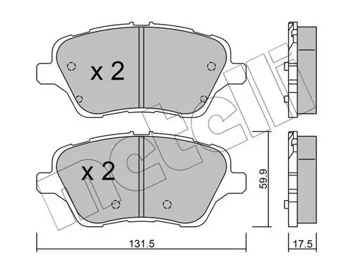 Bremsbelagsatz, Scheibenbremse Vorderachse METELLI 22-0976-0