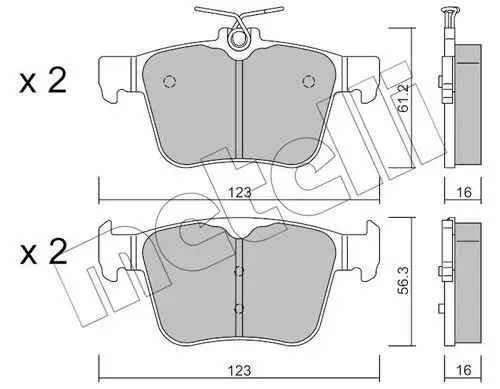 Bremsbelagsatz, Scheibenbremse Hinterachse METELLI 22-0981-0 Bild Bremsbelagsatz, Scheibenbremse Hinterachse METELLI 22-0981-0