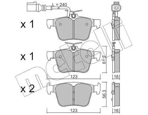 Bremsbelagsatz, Scheibenbremse Hinterachse METELLI 22-0981-1 Bild Bremsbelagsatz, Scheibenbremse Hinterachse METELLI 22-0981-1