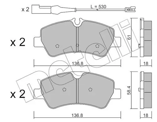 Bremsbelagsatz, Scheibenbremse Hinterachse METELLI 22-0991-1 Bild Bremsbelagsatz, Scheibenbremse Hinterachse METELLI 22-0991-1