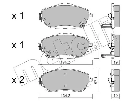Bremsbelagsatz, Scheibenbremse Vorderachse METELLI 22-0998-0