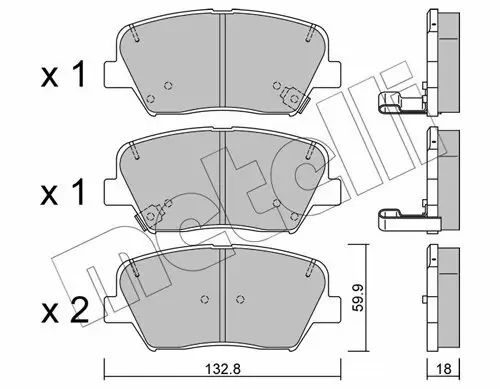 Bremsbelagsatz, Scheibenbremse Vorderachse METELLI 22-1026-0 Bild Bremsbelagsatz, Scheibenbremse Vorderachse METELLI 22-1026-0