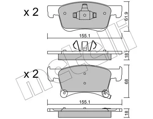 Bremsbelagsatz, Scheibenbremse Vorderachse METELLI 22-1035-0