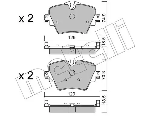 Bremsbelagsatz, Scheibenbremse Vorderachse METELLI 22-1037-0 Bild Bremsbelagsatz, Scheibenbremse Vorderachse METELLI 22-1037-0
