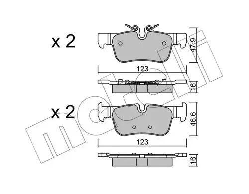 Bremsbelagsatz, Scheibenbremse Hinterachse METELLI 22-1038-0 Bild Bremsbelagsatz, Scheibenbremse Hinterachse METELLI 22-1038-0