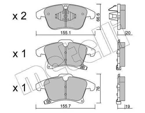 Bremsbelagsatz, Scheibenbremse Vorderachse METELLI 22-1039-0 Bild Bremsbelagsatz, Scheibenbremse Vorderachse METELLI 22-1039-0