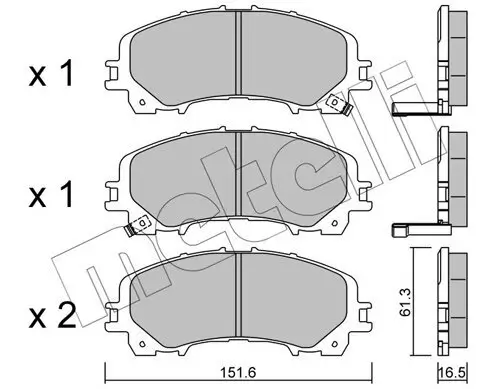 Bremsbelagsatz, Scheibenbremse Vorderachse METELLI 22-1082-0 Bild Bremsbelagsatz, Scheibenbremse Vorderachse METELLI 22-1082-0
