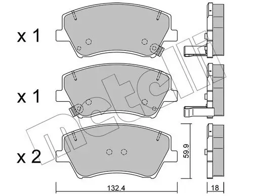 Bremsbelagsatz, Scheibenbremse Vorderachse METELLI 22-1092-0 Bild Bremsbelagsatz, Scheibenbremse Vorderachse METELLI 22-1092-0