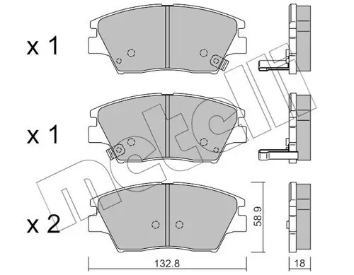 Bremsbelagsatz, Scheibenbremse Vorderachse METELLI 22-1098-0