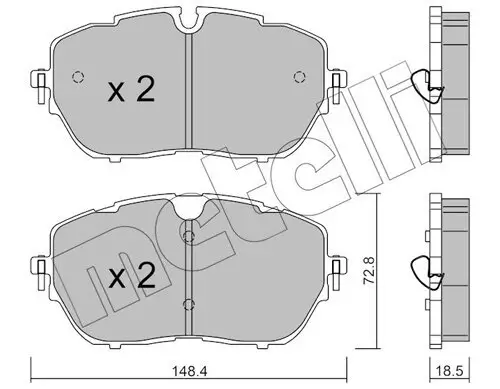 Bremsbelagsatz, Scheibenbremse Vorderachse METELLI 22-1105-0 Bild Bremsbelagsatz, Scheibenbremse Vorderachse METELLI 22-1105-0