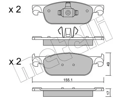 Bremsbelagsatz, Scheibenbremse Vorderachse METELLI 22-1109-0 Bild Bremsbelagsatz, Scheibenbremse Vorderachse METELLI 22-1109-0