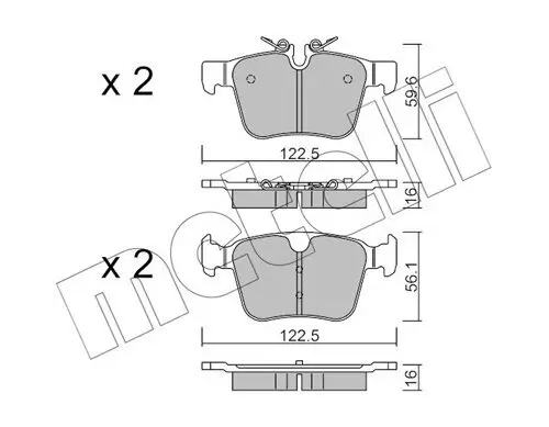 Bremsbelagsatz, Scheibenbremse Hinterachse METELLI 22-1122-0 Bild Bremsbelagsatz, Scheibenbremse Hinterachse METELLI 22-1122-0