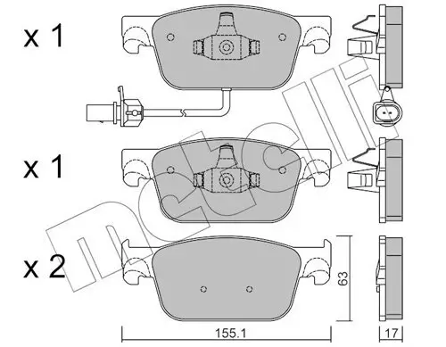 Bremsbelagsatz, Scheibenbremse Vorderachse METELLI 22-1125-0