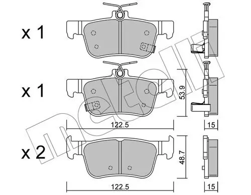 Bremsbelagsatz, Scheibenbremse Hinterachse METELLI 22-1131-0 Bild Bremsbelagsatz, Scheibenbremse Hinterachse METELLI 22-1131-0