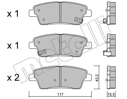 Bremsbelagsatz, Scheibenbremse Hinterachse METELLI 22-1140-0 Bild Bremsbelagsatz, Scheibenbremse Hinterachse METELLI 22-1140-0