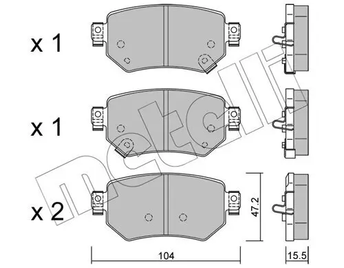 Bremsbelagsatz, Scheibenbremse Hinterachse METELLI 22-1159-0 Bild Bremsbelagsatz, Scheibenbremse Hinterachse METELLI 22-1159-0