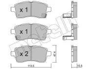 Bremsbelagsatz, Scheibenbremse Vorderachse METELLI 22-1162-0
