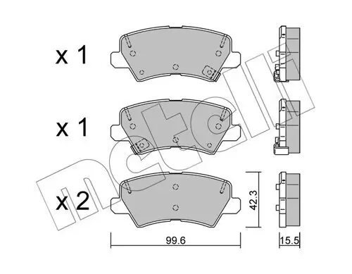 Bremsbelagsatz, Scheibenbremse Hinterachse METELLI 22-1166-0 Bild Bremsbelagsatz, Scheibenbremse Hinterachse METELLI 22-1166-0